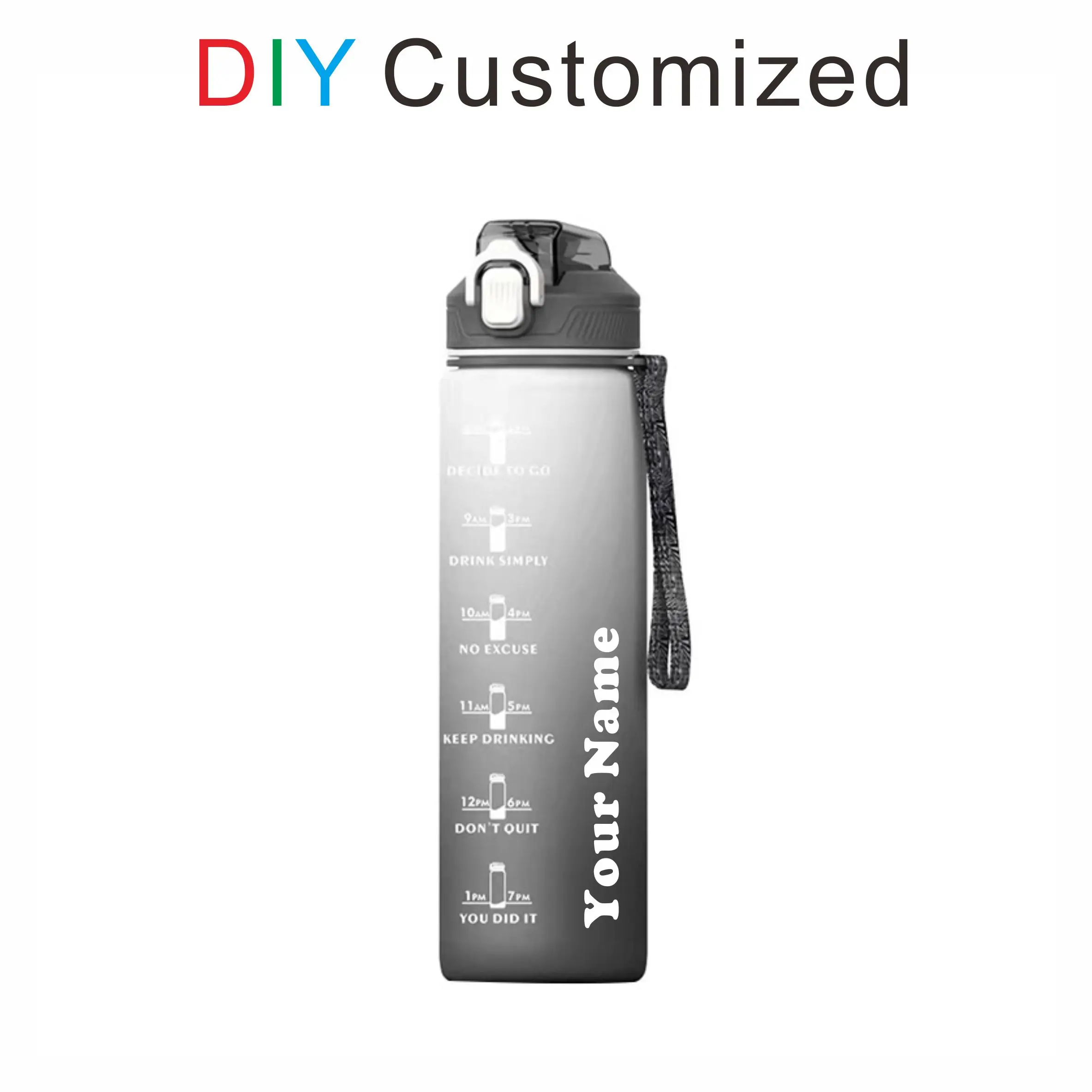

DIY пластиковая Спортивная бутылка с логотипом название 1 л большая емкость индивидуальная печать ваш узор дизайн уличный легко взять летние соломки напиток