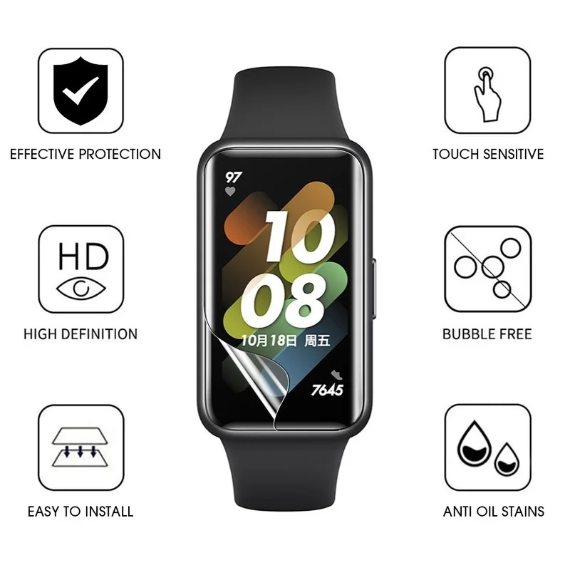 1-10PCS Soft Hydrogel Film for Huawei Band 7 9D Curved Screen Protective Film for Huawei Honor Band 6 Smart Wristband Not Glass