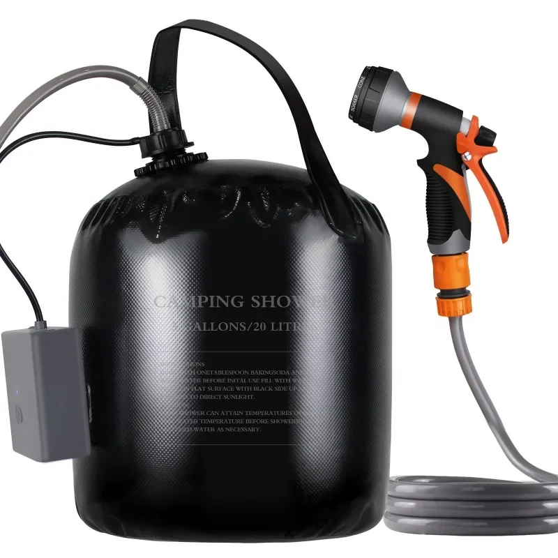 Portable Shower Solar Shower with Hot Water 20L Camping Shower Bag with Electric Air Pump Camp for Beach Camping Trip