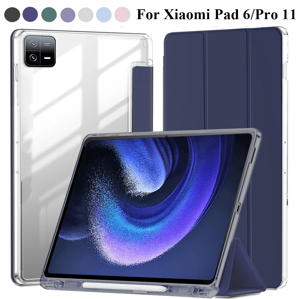 Slim Transparent Hard Shell Trifold Smart Case with Pen Holder