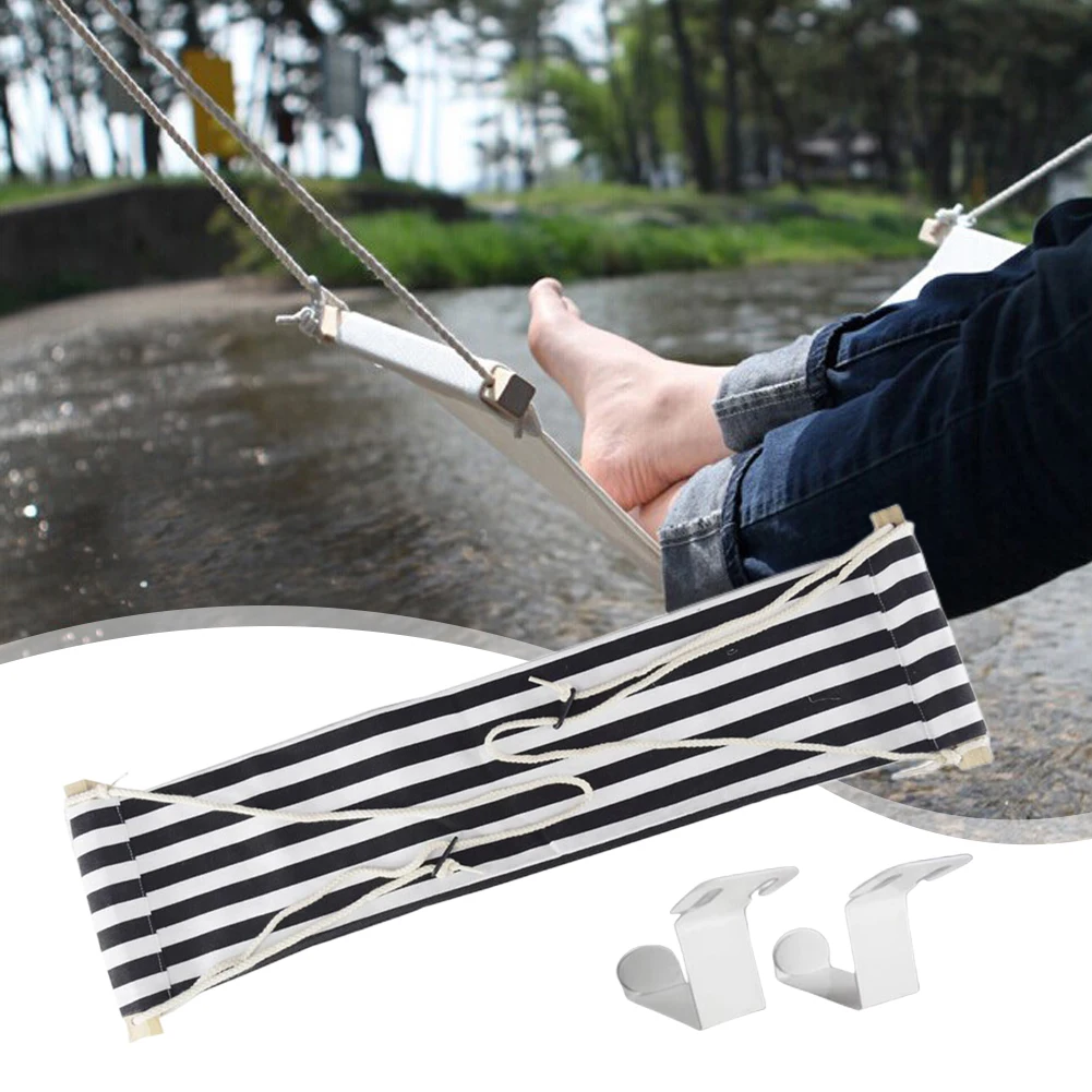 Polyester Foot Hammock Adjustable Hanging Foot Strap Hammock Foldable Relieve Fatigue Lightweight with Hooks for Garden Camping 2