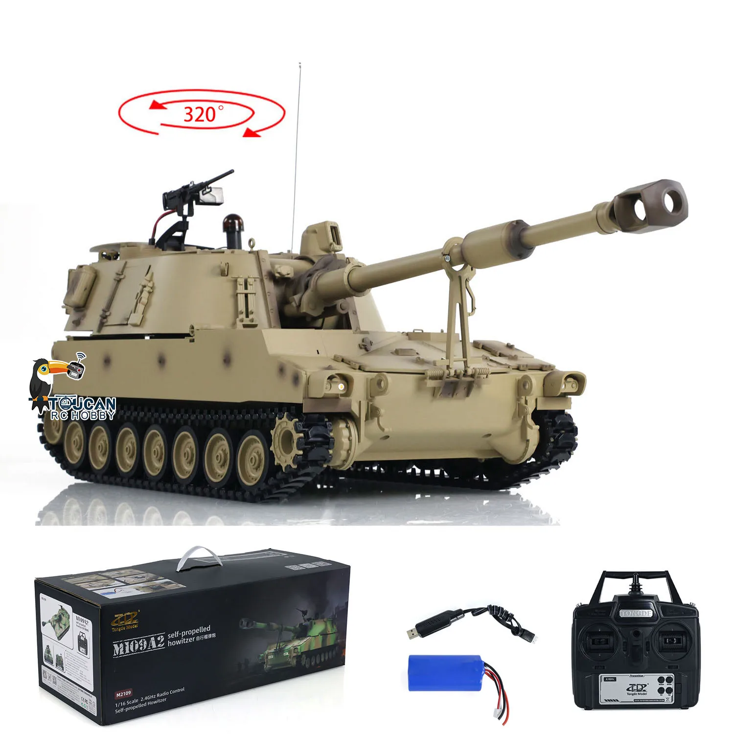 Remote Control Tank Remote Control Vehicle Remote Control Car 1/16 Tongde RC Tank M109A2 Self-propelled RTR Howitzer RTR Infrared BB Barrel Recoil