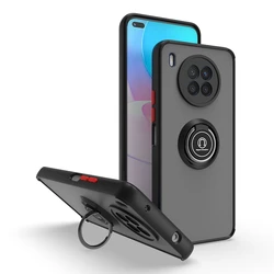 Shockproof Armor Phone Case with Ring Holder Back Cover for NOVA Y72 4G (Black Red)