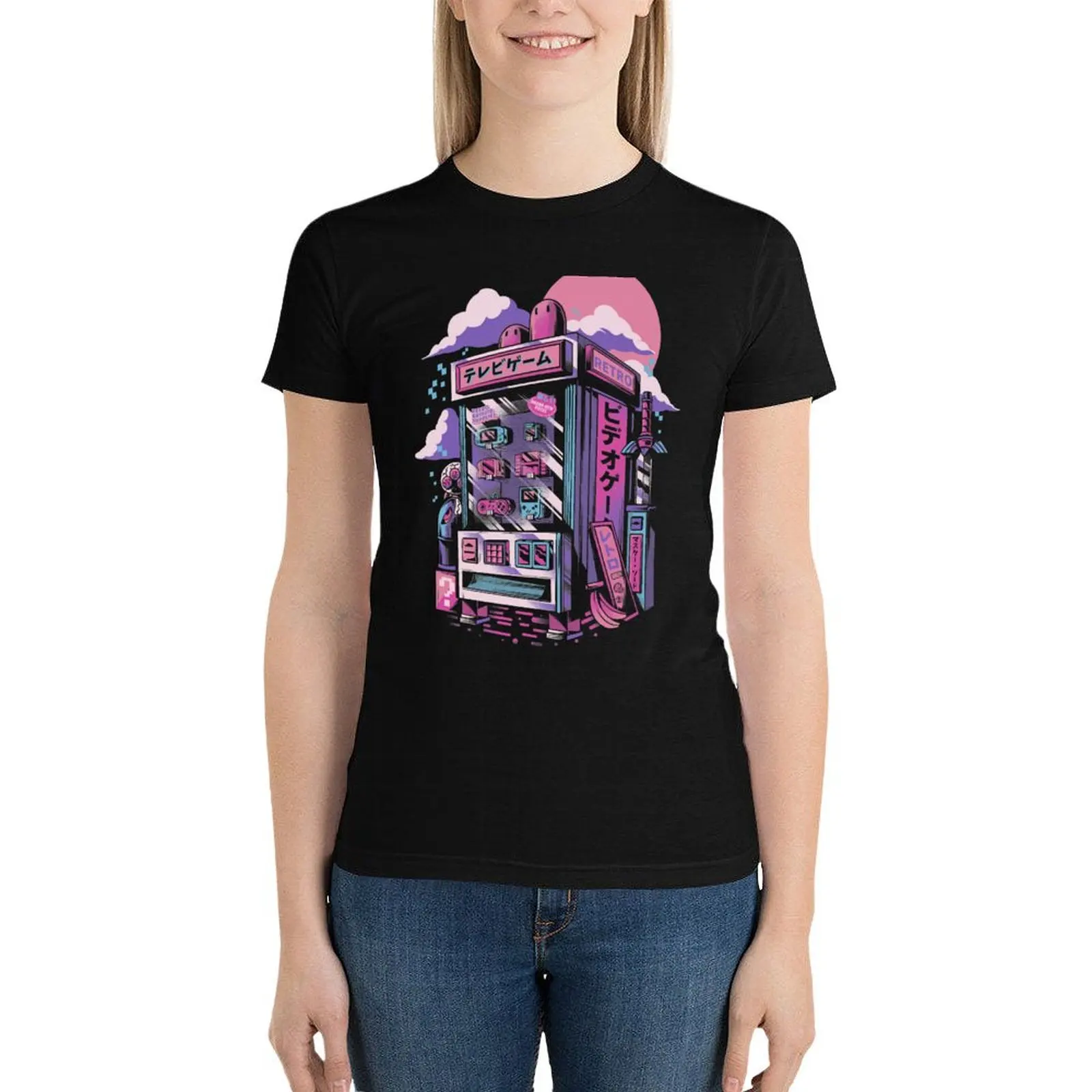 Retro gaming machine T-Shirt female korean fashion graphics workout shirts for Women