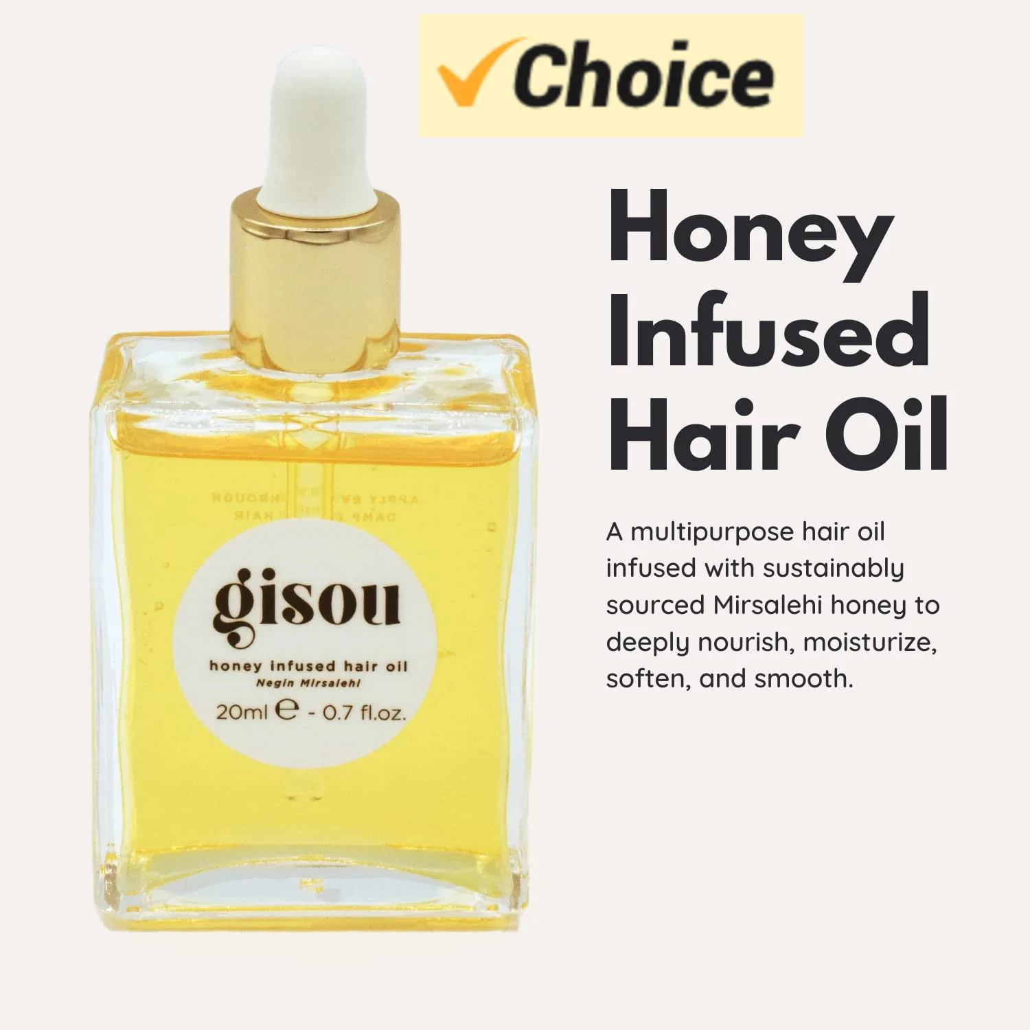 Hair Oil Gisou Honey Infused Enriched with Mirsalehi Honey for Deep Nourishment Hydration Frizz Control Heat Protection