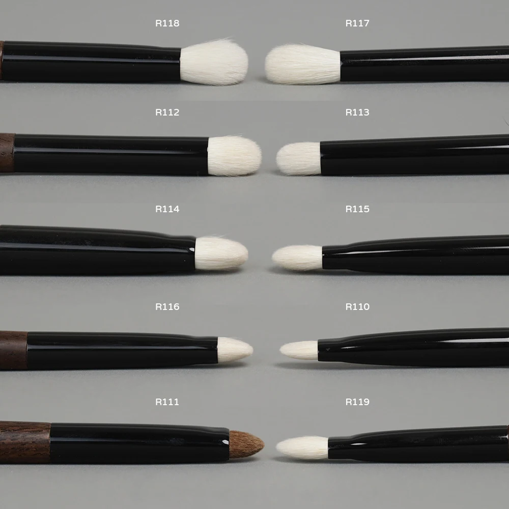 10pcs 메이크업 브러쉬 키트 사이코호 염소털 전문 수제 아이섀도우 블렌딩 브러쉬 에보니 우드 핸들 메이크업 브러쉬 세트