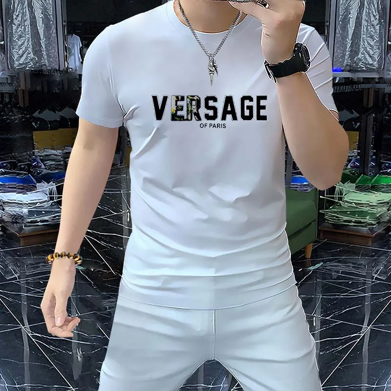 

Футболка мужская приталенная, Шелковый хлопок, круглый вырез, удобная универсальная, лето