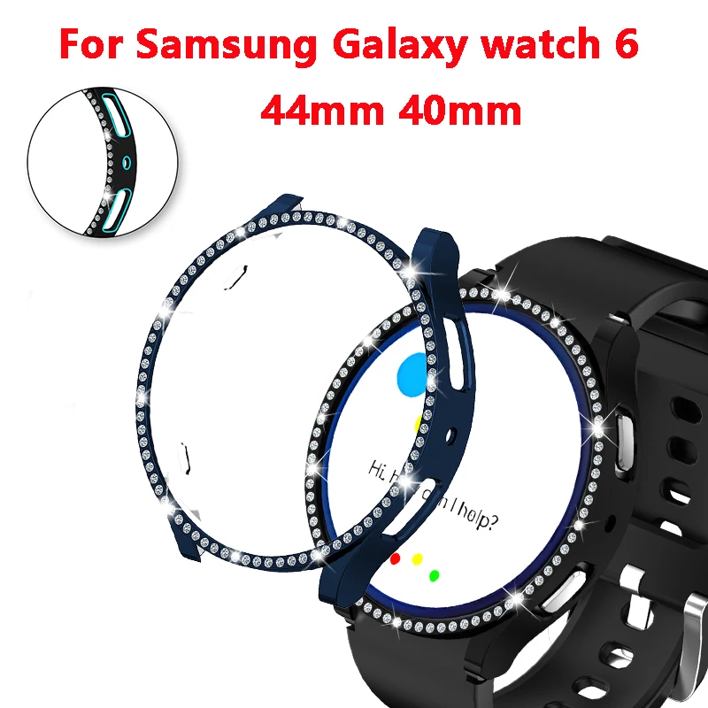 

Чехол из поликарбоната для Samsung Galaxy Watch 6 44 мм 40 мм, блестящий Однорядный полый защитный чехол для Galaxy watch 6/Классический чехол, аксессуары