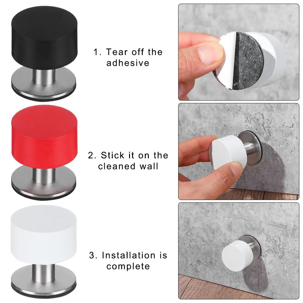Stainless Steel Non Punch Tools Heavy Duty Rubber Floor Protector Door Stopper Door Stop Rubber Stopper door stopper