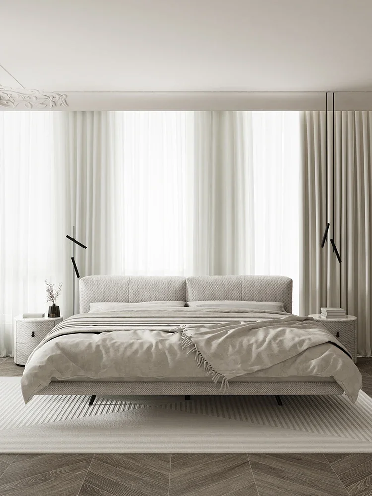

Simple modern fabric bed, Italian upholstered bed, Nordic style, flush hanging bed
