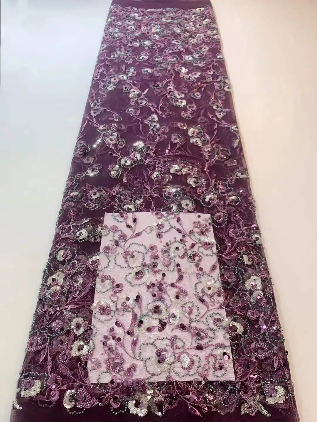 

2023 Luxury French 3D Beaded Tulle Lace Fabric High Quality African Net Lace Fabrics With Sequins For Evening Dress