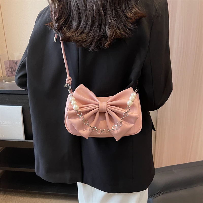 

New Single Shoulder Bag Exquisite and Cute Crossbody Bag Large Capacity Student Bag Dating Gift Bag Bowtie Luxury Banquet Bag