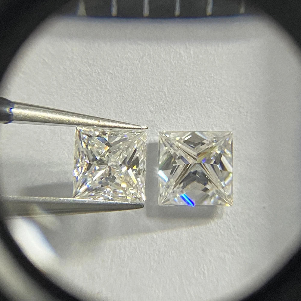 DJMAX Rare Princess Cut Moissanite Loose Stone 0.35-10ct Super White Certified Princess Square Shape Moissanite Diamonds 2