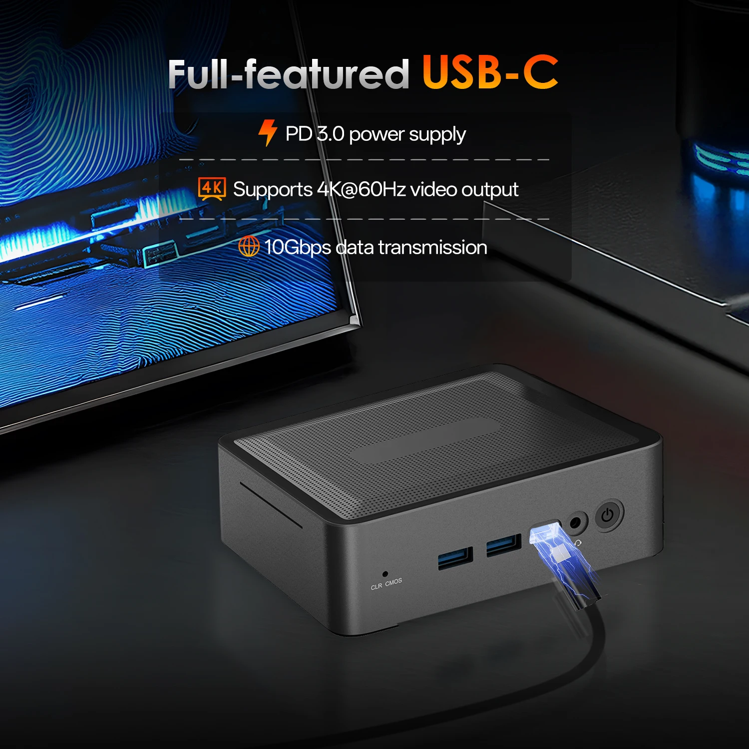 WUDUNG U58 MINI PC AMD Ryzen7 5825U 4.5GHZ 16G DDR4/512G SSD WIFI6E BT5.2 Support 3 Screen RJ45 2.5G 1000M Win 11 Pro Computer 5