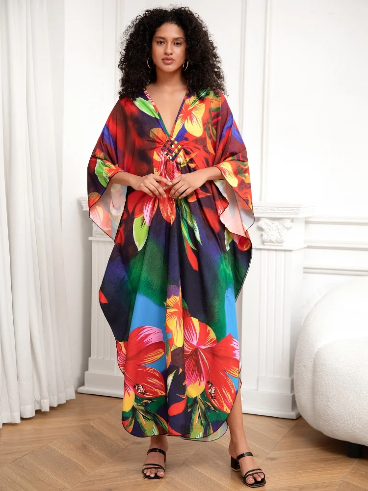 Women Summer Beach Dress Swim Wear Cover Up Tunic Robe Kaftan