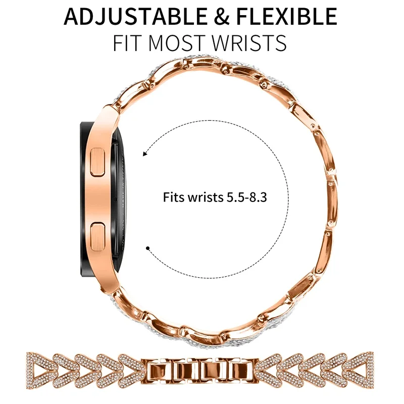 Elegant Diamond Stainless Steel Watch Strap Bracelet (20mm/22mm)