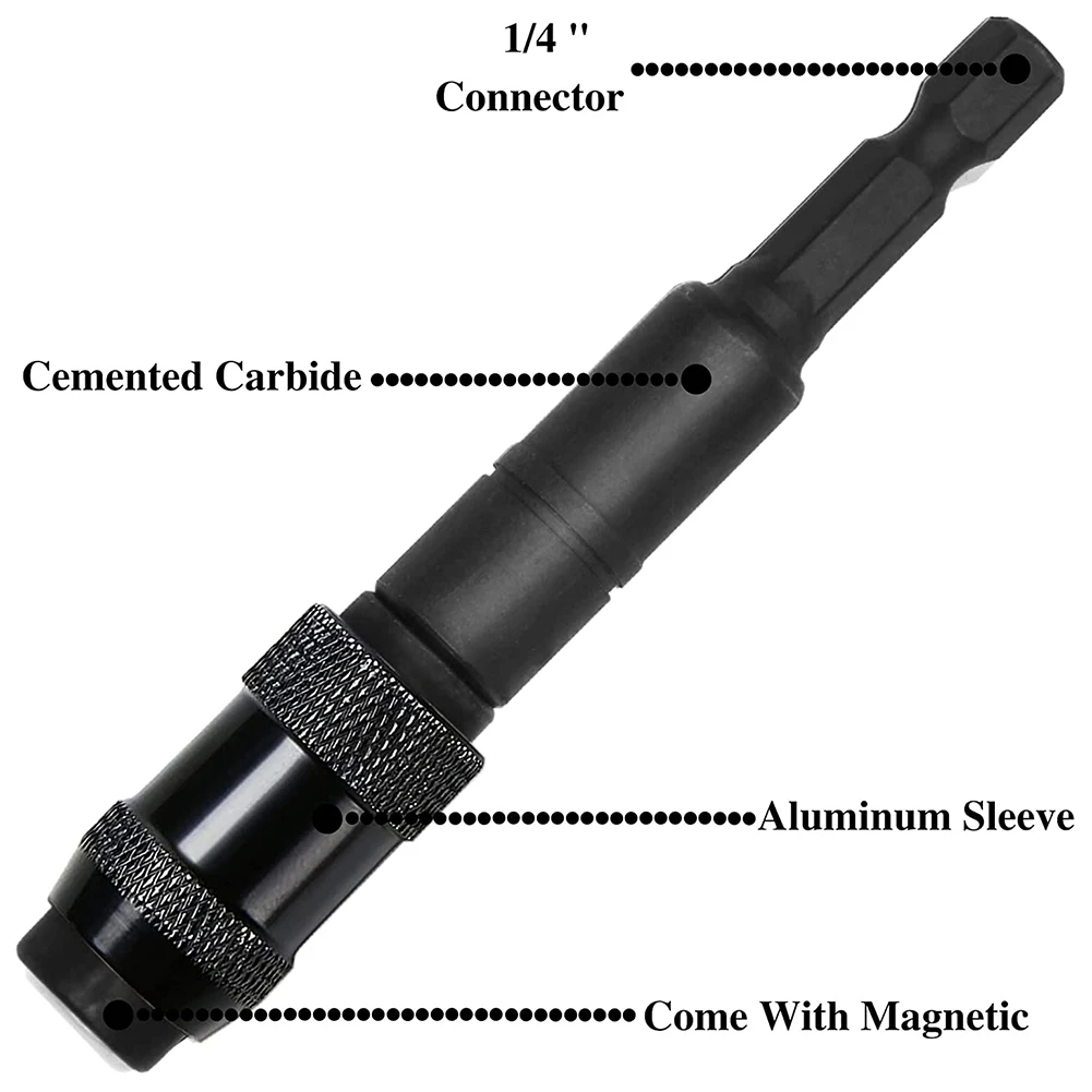 2 Pack Pivoting Bit Tip Holder, Magnetic Screw Drill Tip 1/4inch Hex Shank, Quick Change Locking Bit Holder (Black)