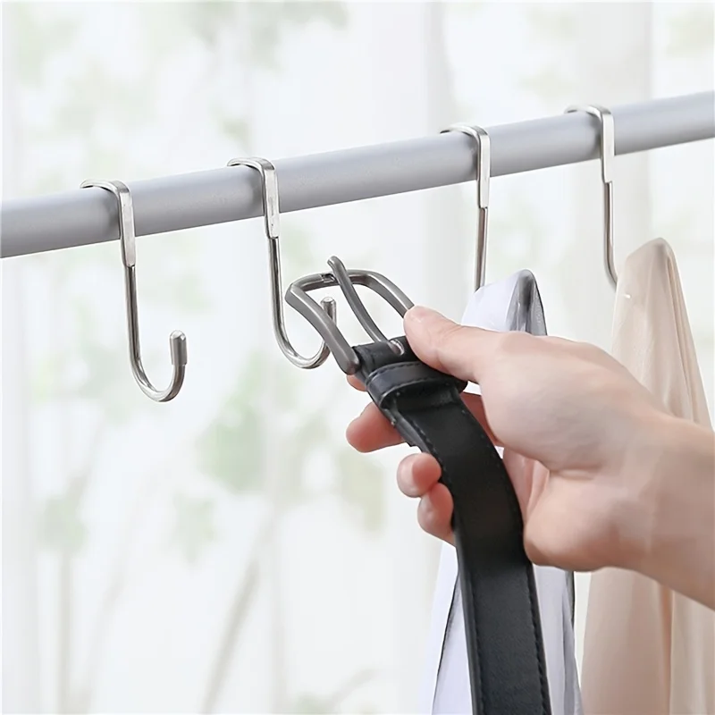 Stainless Steel Hook 2pcs Heavy Duty Stainless Steel Over-the-Door Drawer Cabinet Hooks Double S-Shaped Holder for Towels Clothes and Sundries