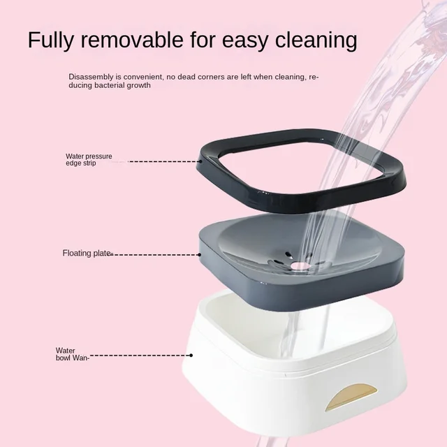 Dog Drinking Water Bowl Floating Non-Wetting Mouth Cat Bowl Without Spill Drinking Water Dispenser Plastic Anti-Over Dog Bowl 2