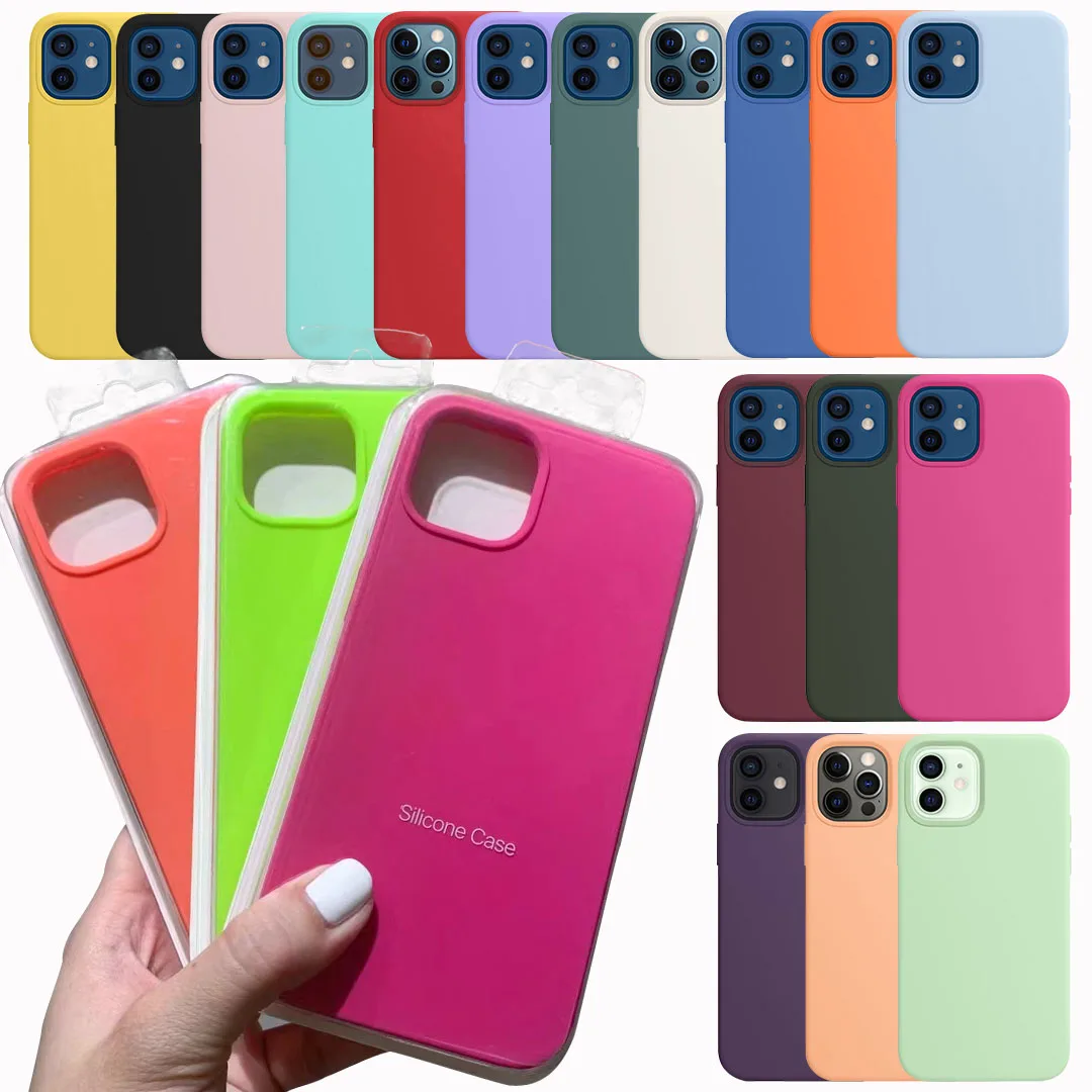 Luxury-Original-Silicone-With-Logo-Case-For-iPhone-15-14-Plus-X-XR-XS ...