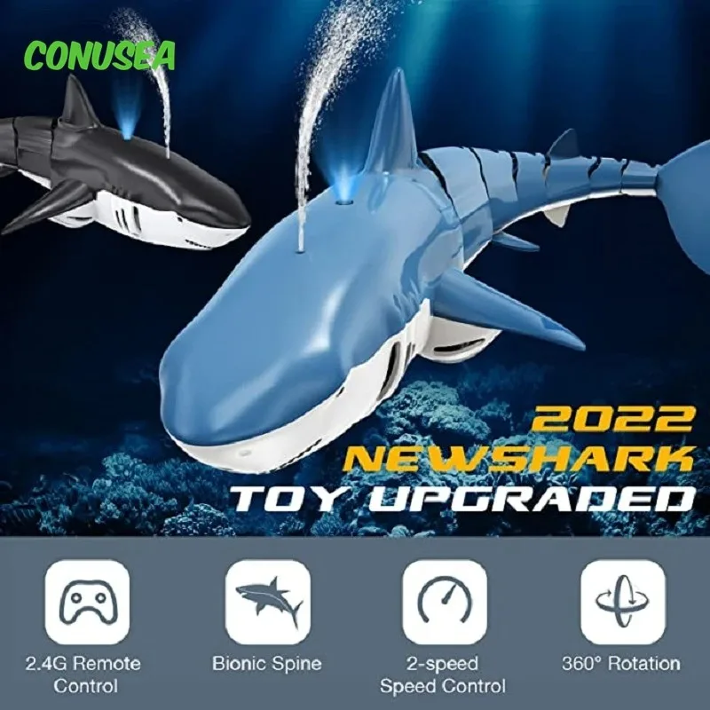 Smart Rc Shark whale Spray Water Toy Remote Controlled Boat ship Submarine Robots Fish Electric Toys for Kids Boys baby Children 2