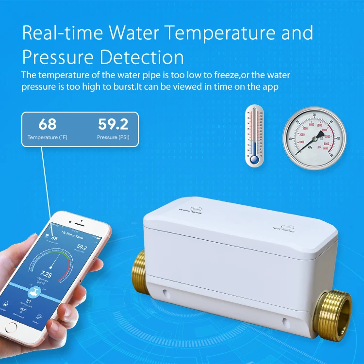 Haozee Tuya Smart Water Valve and Automatic Shutoff Water Flow Meter Water Leak