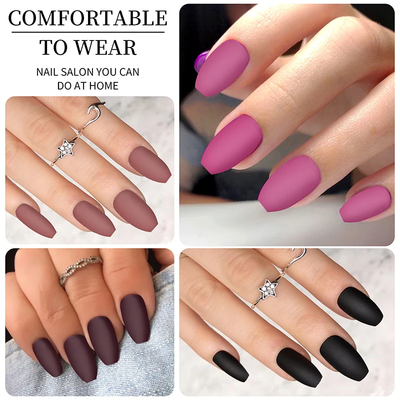 Coffin Press On Nails Short Square False Nail Tips 96pcs Set_voghion.com