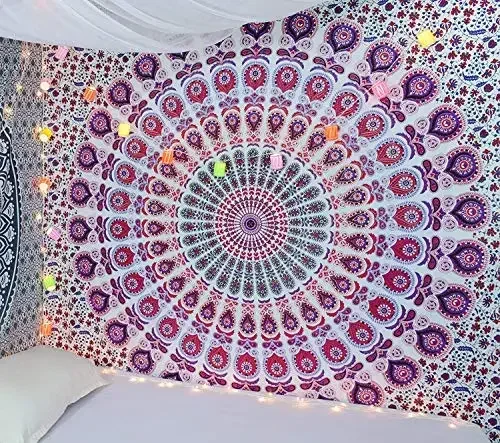 Фото Хиппи Мандала Tapestrys индийский богемный психоделический Декор постельного белья гобелен в эстетике винтажный настенный гобелен художественный гобелен Tapiz №3