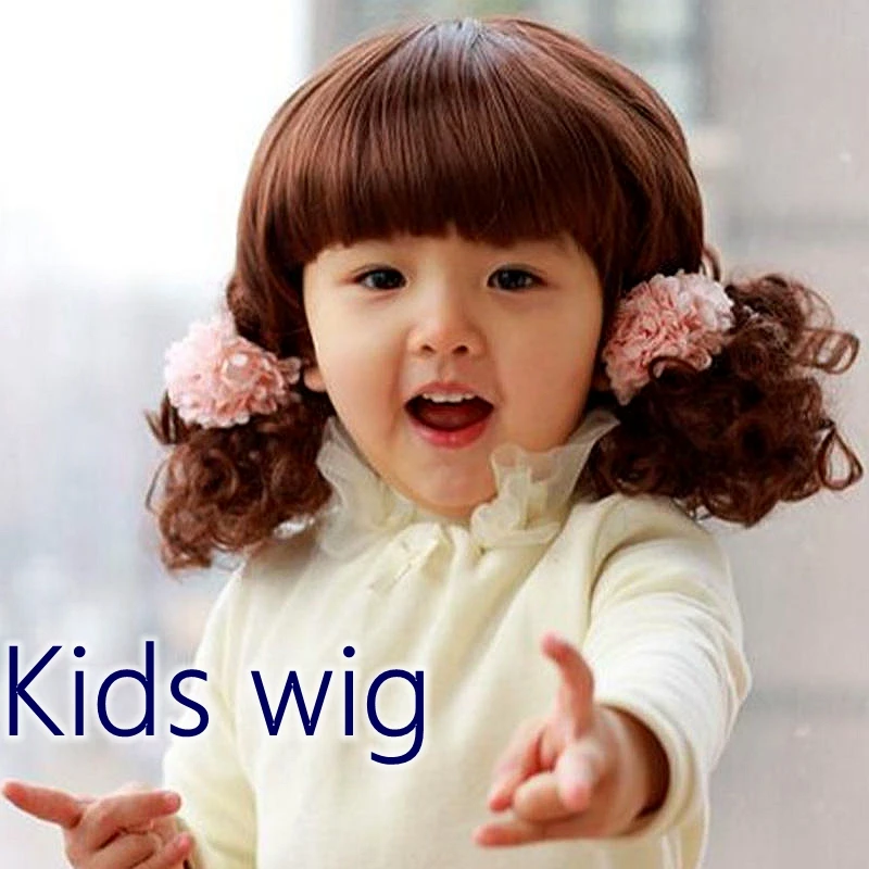 Kids Wigs Long Toupee for Girl Baby Boy Curly Hood Hair Accessories for Children New Short Headdress for Babies Toddler Coronet