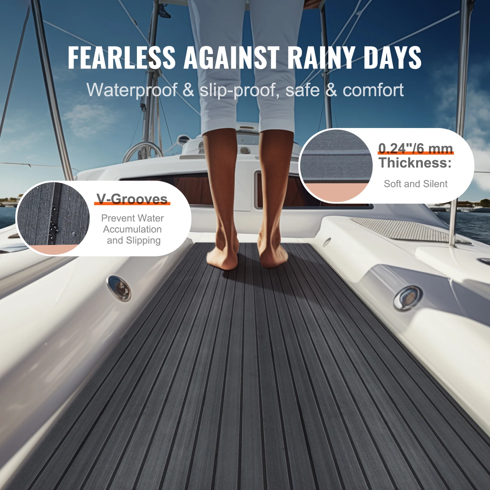 SucceBuy Boat Flooring EVA Foam Boat Decking 94.5" x 23.6" Non-Slip Self-Adhesive Flooring 15.5 sq.ft Marine Carpet for Boats