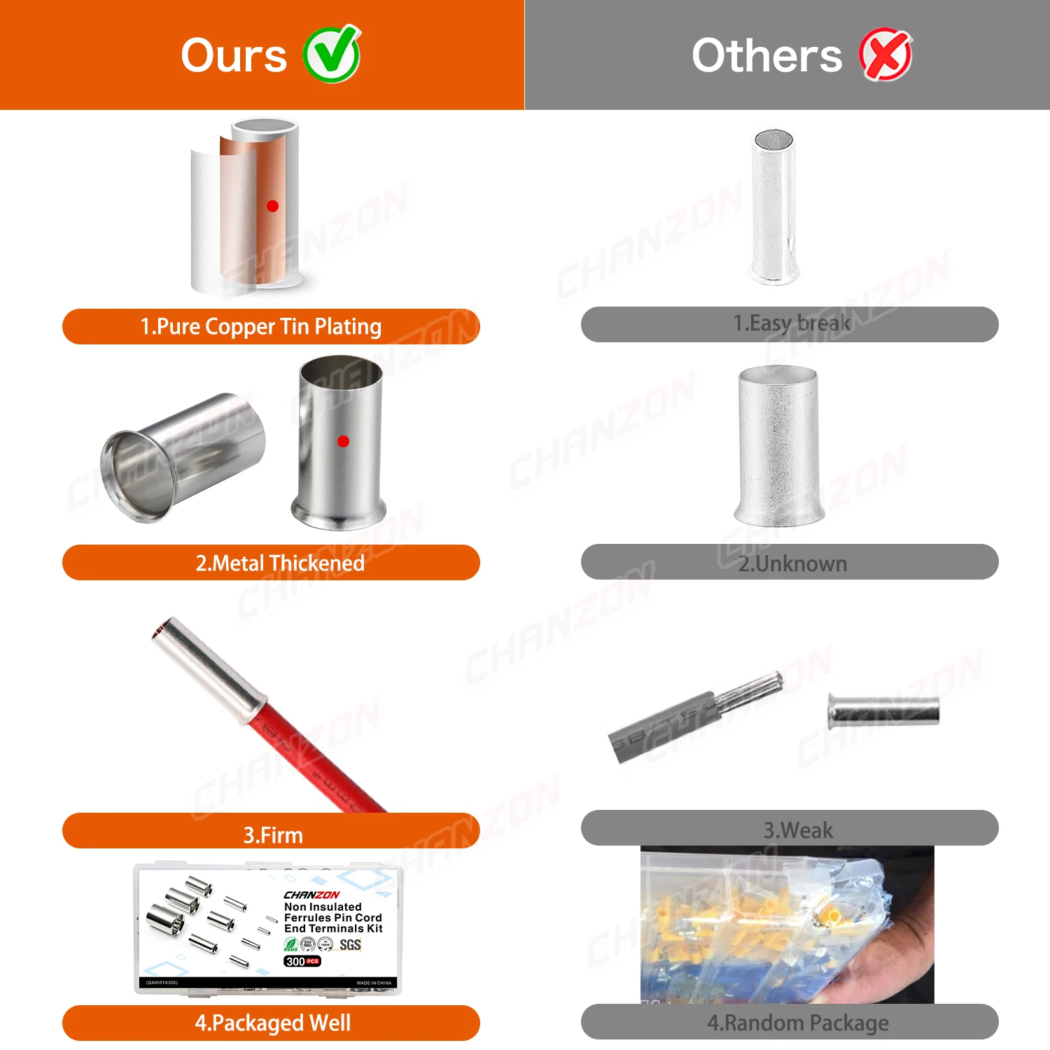red copper virola nao isolados cord end 01
