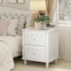 Nightstand Side End Table with 2 Drawers, Modern Wood Night Stand with Petal Pattern for Bedroom, Scalloped Bedside Night Tables 4