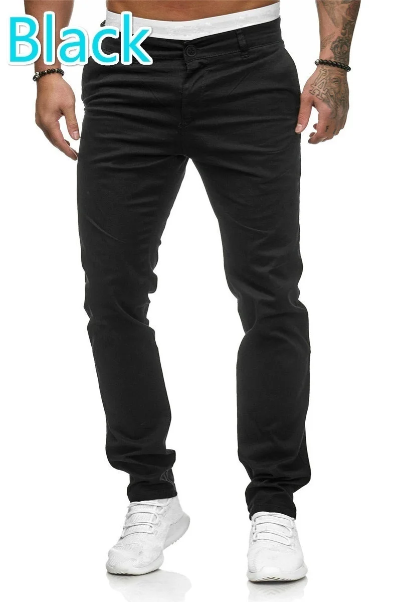 Fashion Mens Work Pants Street Style Solid Color Straight Casual Suit Pants Slim Fit Mens Trouser