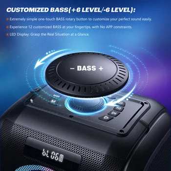 W-KING 250W PEAK Large Bluetooth Speaker Loudest/Massive 120dB/12 Custom Bass, V5.3 Big Party Boombox Portable Speaker Wireless 4