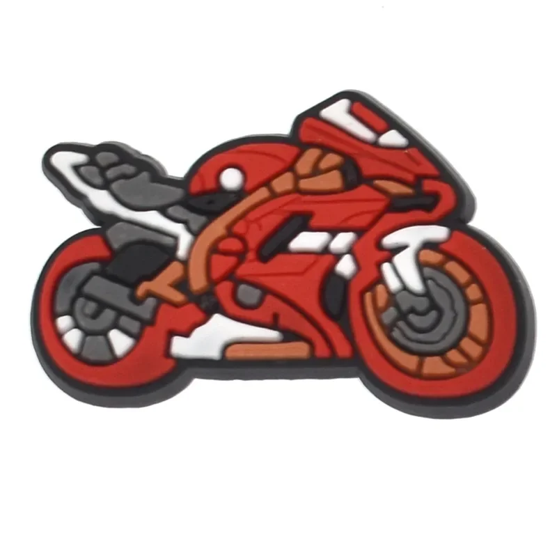 2 Stück niedliche PVC-Motorrad-Serie Schuh-Charm-Pin für Turnschuhe, Zubehör, Dekoration, Armband, Armband, DIY, Mädchen, Frauen, Party-Geschenke – Detail 3