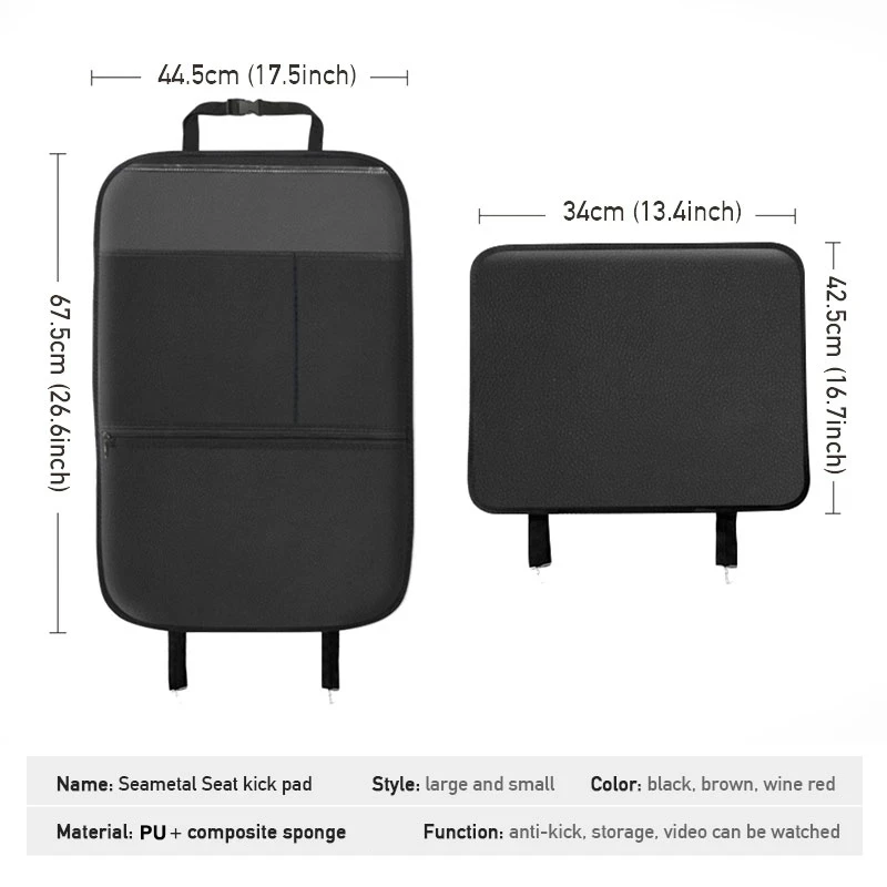 Anti Kick Pad PU Leather Waterproof Car Seat Back Cover Protector Auto Anti Scratch Mats for Child Pet with Zipper Storage Bags