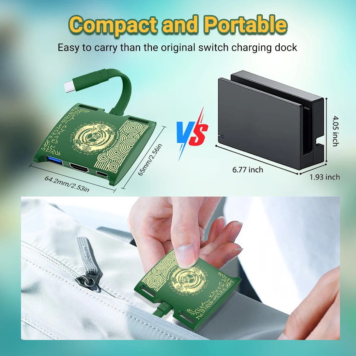 3 In 1 Switch Docking Station 4K30Hz ABS USB-C Game Hub USB3.0 HDMI PD 100W For Mobile Phone,Laptop,Switch