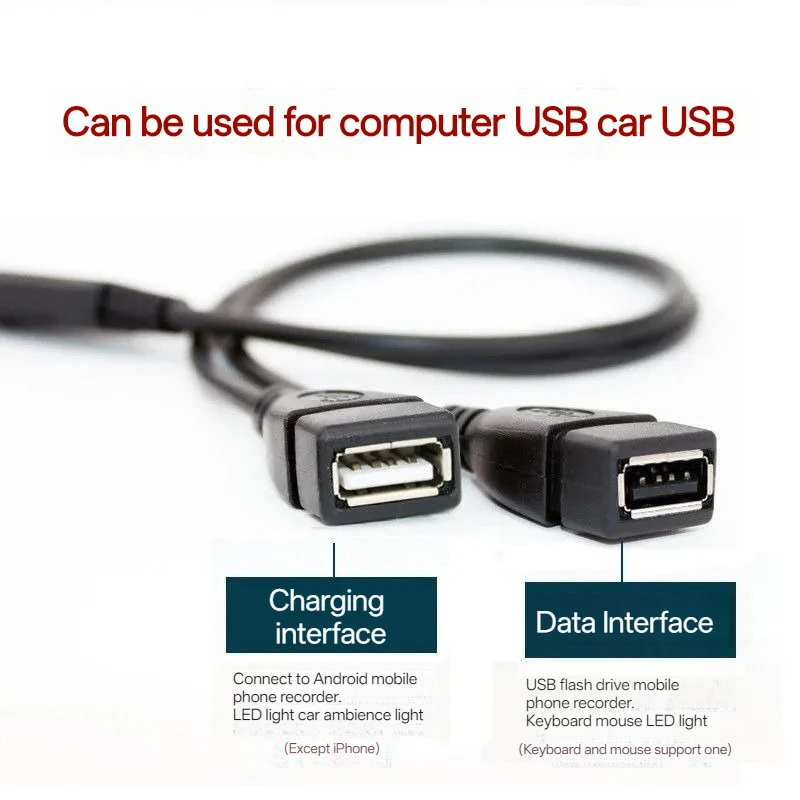 NNBILI 고품질 USB 2.0 케이블 USB 이중 분배기 어댑터 케이블 1:2 암-USB 2 수 전원 연장 케이블