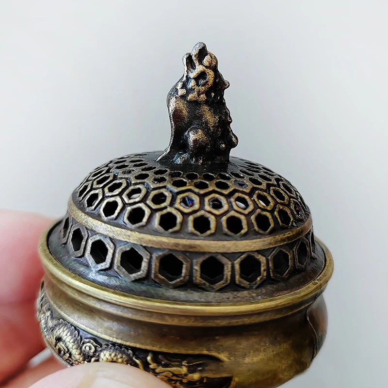 New 1PC Alloy Incense Burner Chinese Buddha Lotus Flower Incense Holder Handmade Censer For Buddhist Home Office Decoration 4