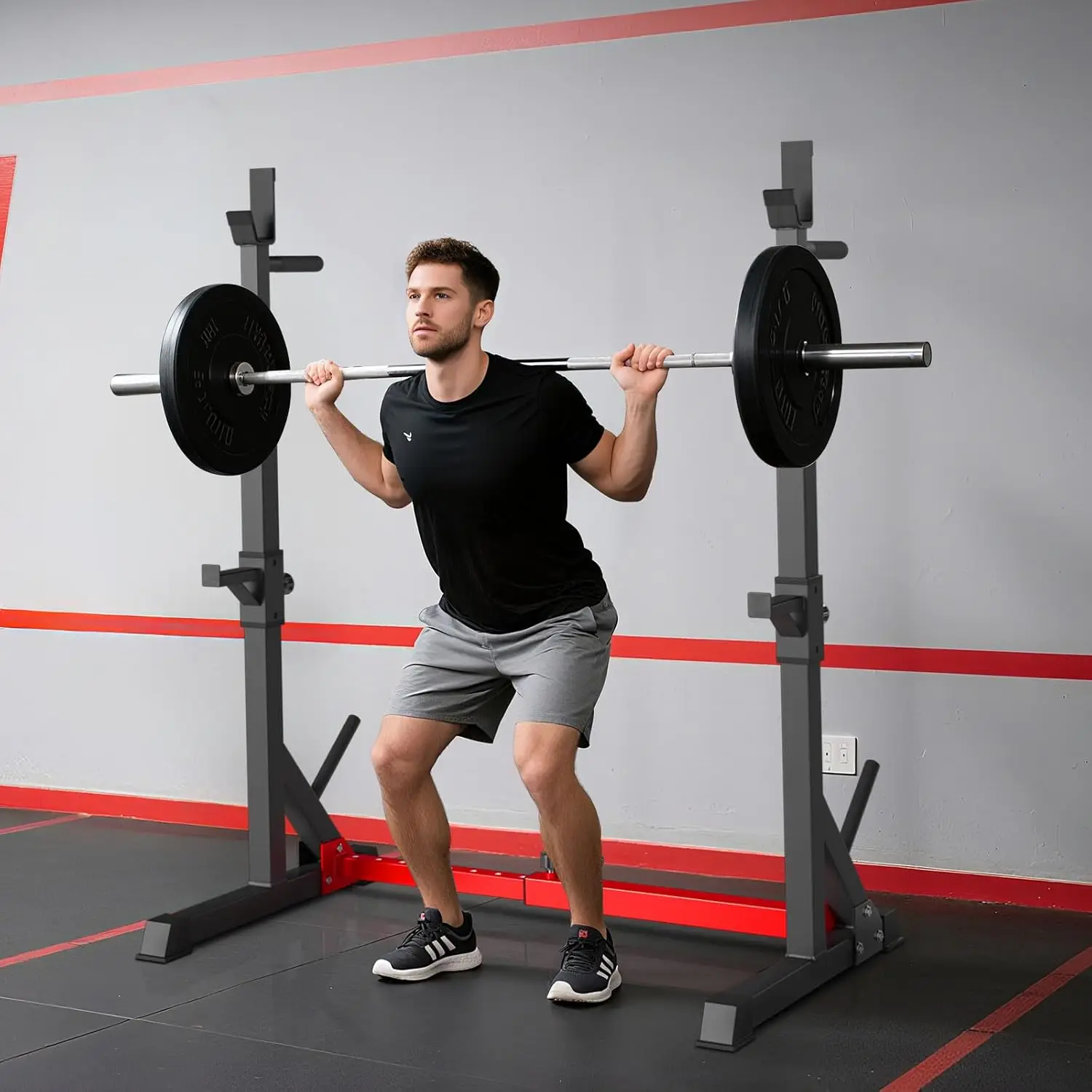 Support Haltères Pour Split Squat – Base Antidérapante – Caoutchouc Noir