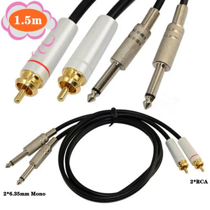 

Двойной 6,35 мм моно-Двойной RCA 2 пары 2 больших двухъядерных кабеля Lotus 6.35 смесительный кабель аудиокабель 1,5 м
