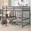 Full Loft Bed with Desk ,Shelves and Ladder, Grey 1