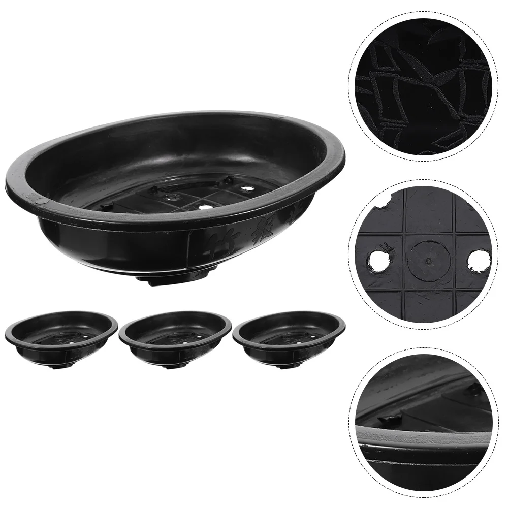 

4Pcs 15Large Garden Bowl Planter Shallow Plant Pot Drain Hole Plastic Flowerpot Drainage Plug Gardening Planter Pot