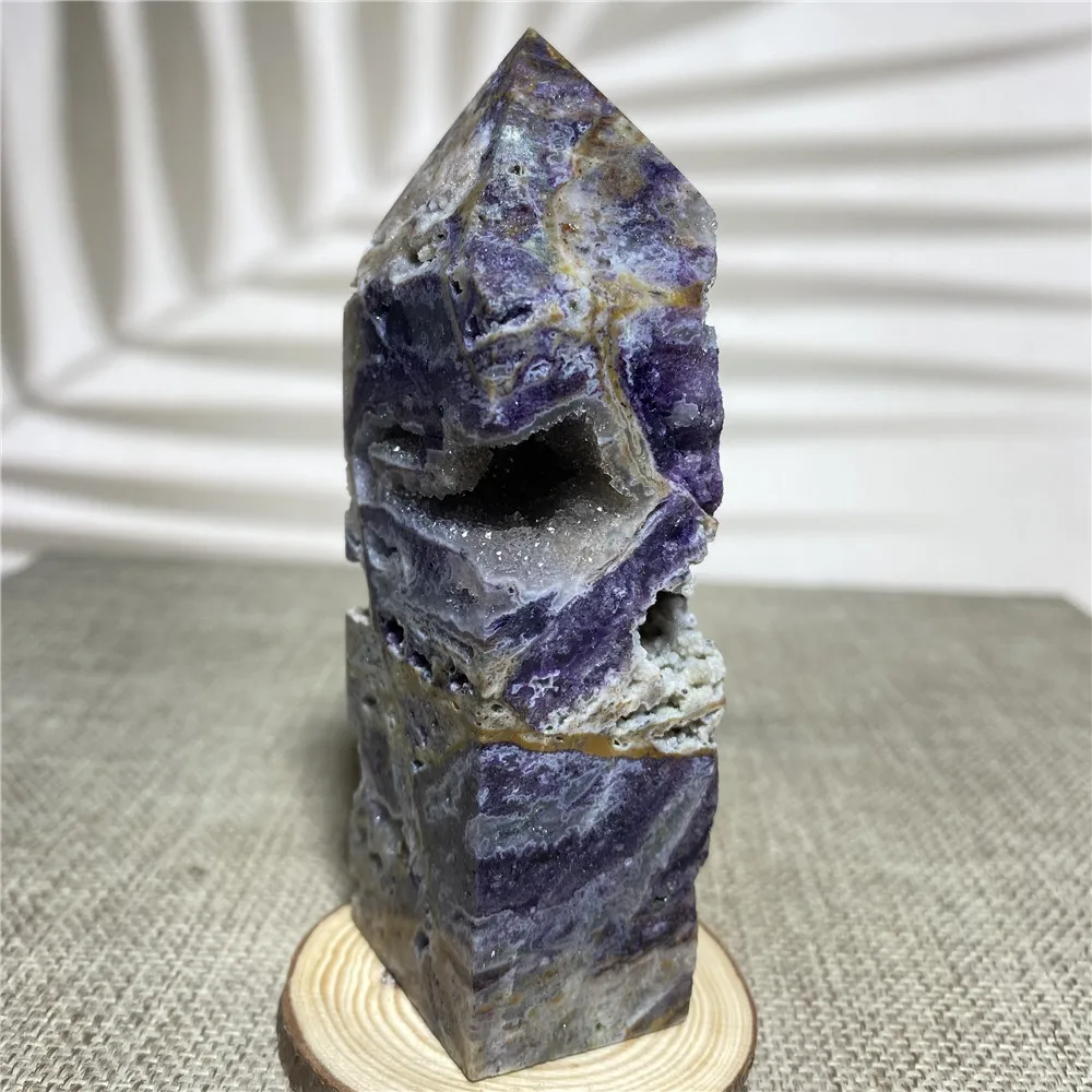 

Натуральная фиолетовая башня Sphalerite, жеодовая Друза, кварцевая лампа, лечебная палочка, украшение для дома