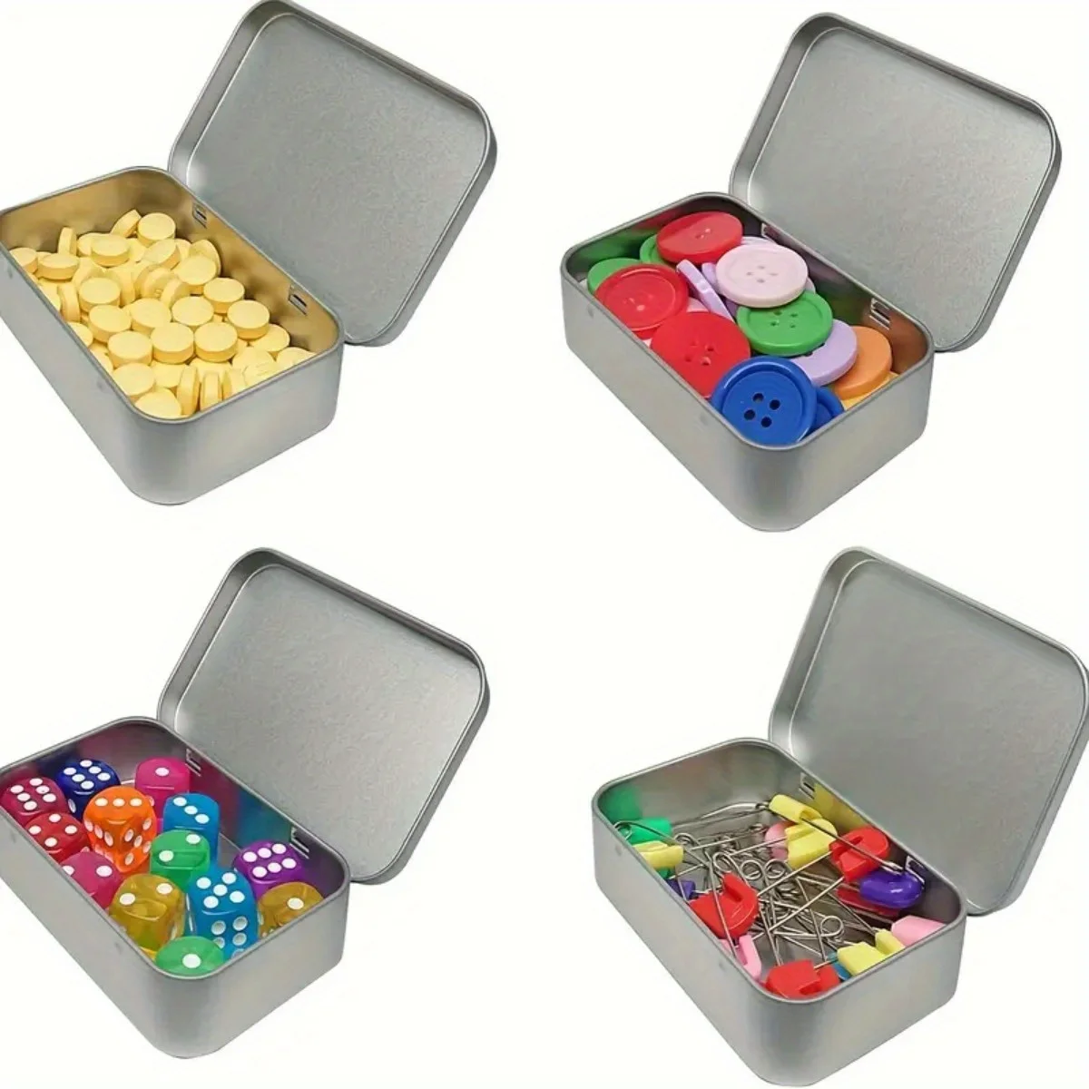 Mu Mianhua Confezione da 3 contenitori rettangolari in metallo argentato con cerniera per necessità di base, mini scatola portatile per riporre