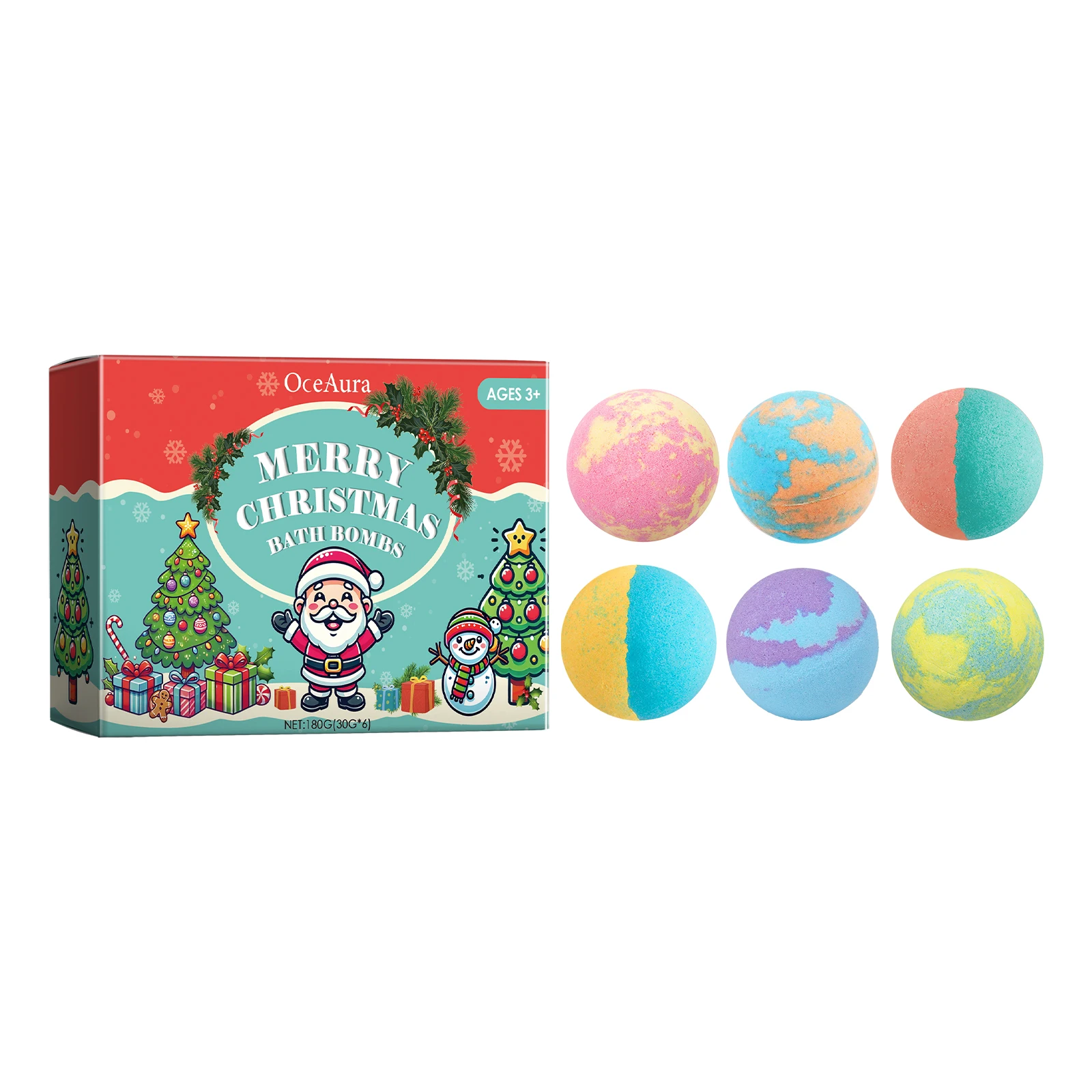 Christmas Color Bath Ball Help Create Foam, Provide Plant - based Fragrance, Long lasting Floral Scent, Relax Body, Clean Skin