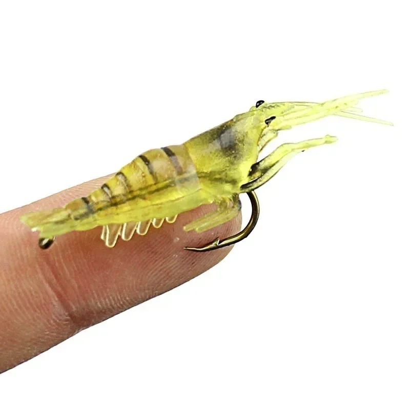 4/10PCS Fake Shrimp Road Bait with Hooks Small Grass Shrimp Glow-in-the-dark Soft Bait Small Shrimp Fake Bait Fishing Lures 2