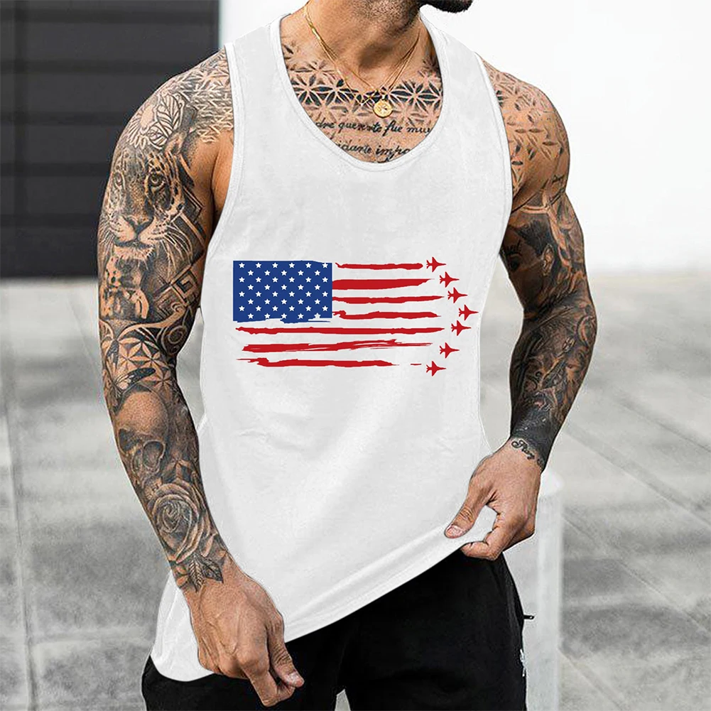 

Men Print Sleeveless Tank Vest Tops Casual Sports Fitness Gym Muscle Tee T Shirt