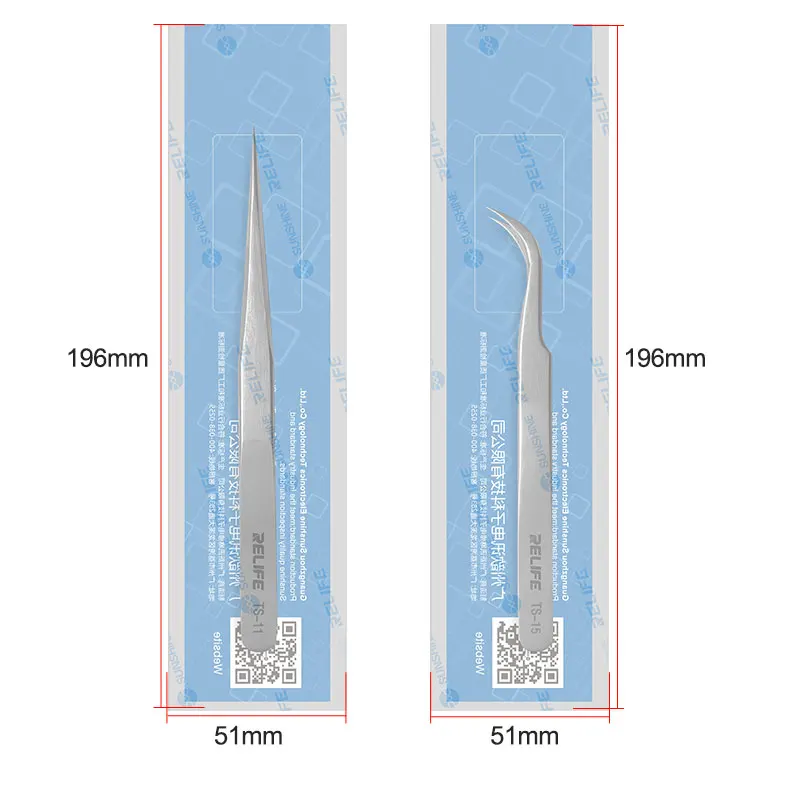 RELIFE Precision Stainless Steel Tweezers High Hardness Straight Curved Tip Tweezers for Electronics Mobile Repairing Tools