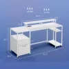 Homcom 61" Computer Desk with Led Lights, Power Outlets, USB Ports, White 4